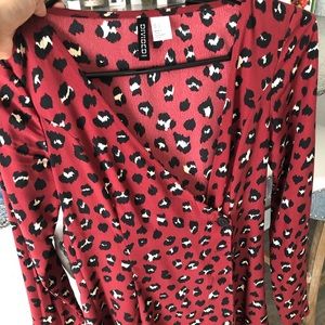 H&M Burgandy Leopard Dress